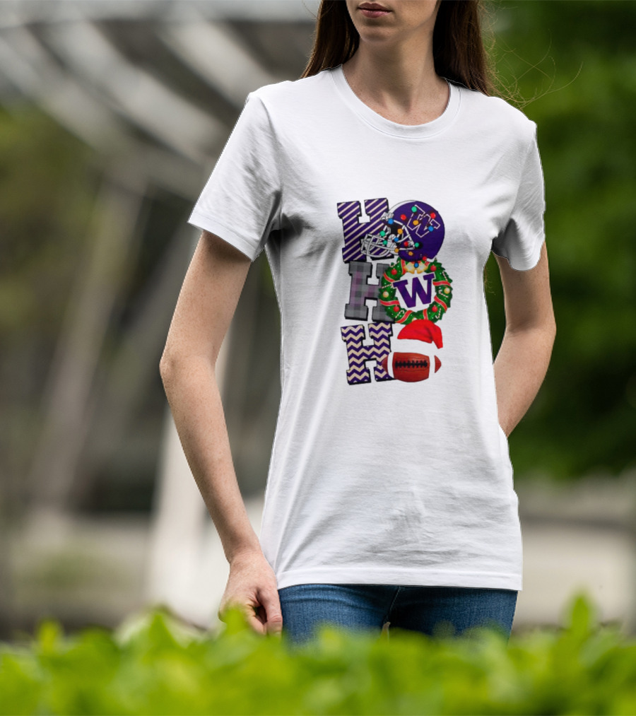 Washington Huskies Football Ho Ho Wreath Helmet Christmas Ball T-Shirt