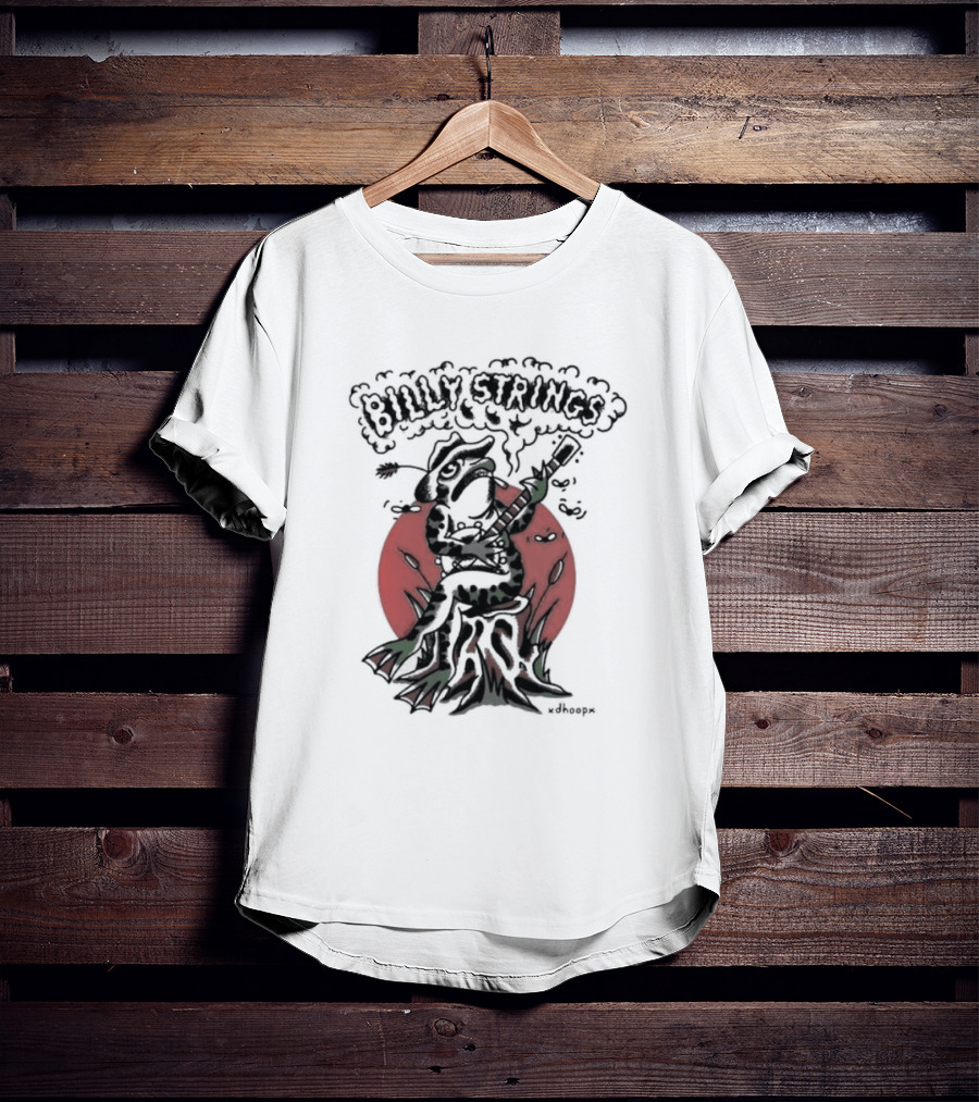 Billy Strings Frog With Guitar And Red Background By V.dhoopn T-Shirt