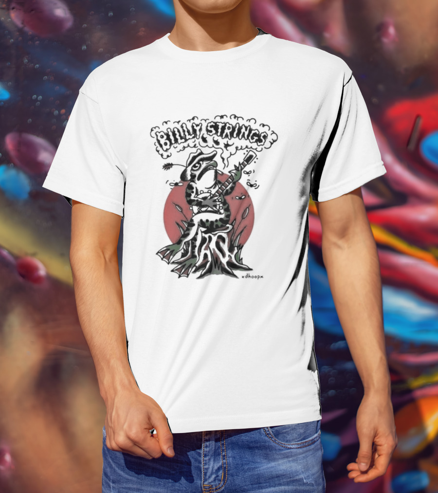 Billy Strings Frog With Guitar And Red Background By V.dhoopn T-Shirt