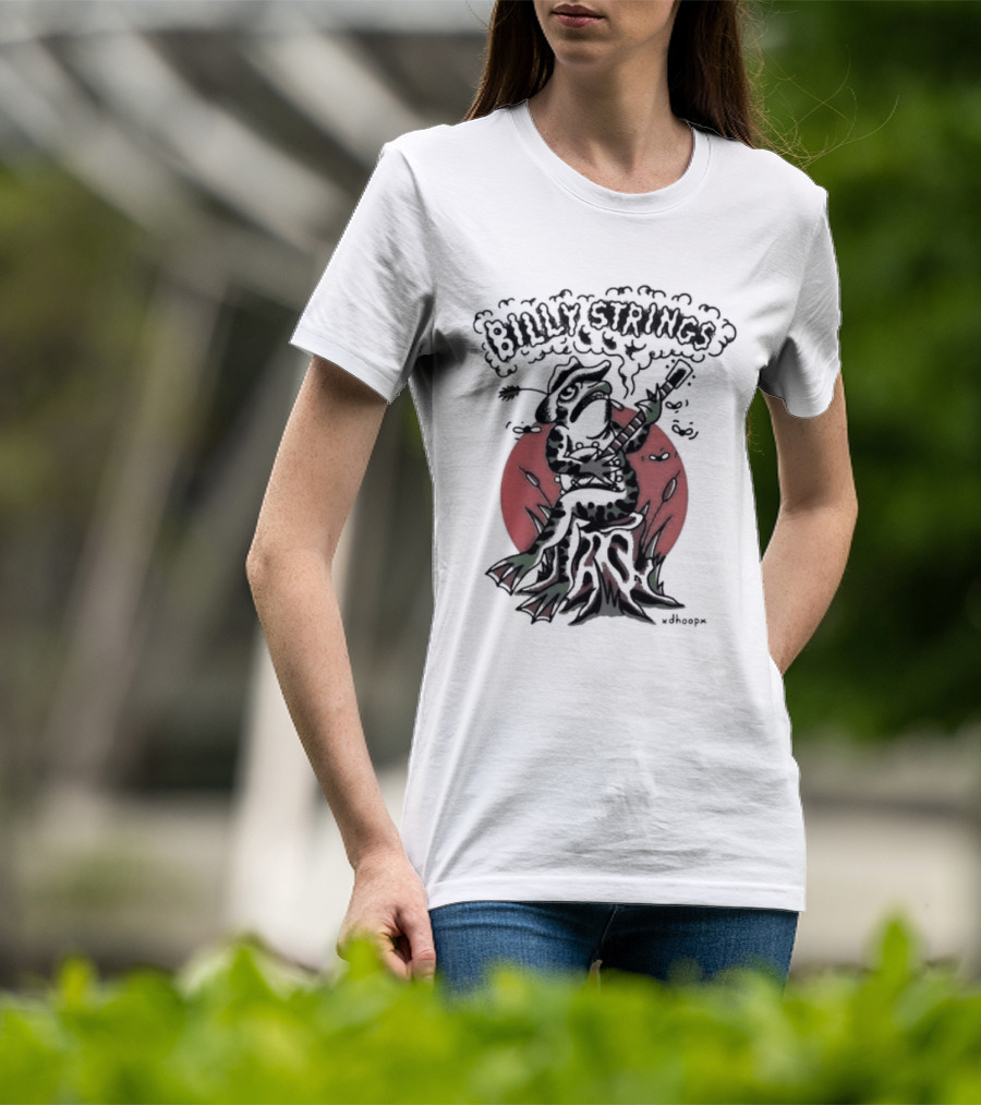 Billy Strings Frog With Guitar And Red Background By V.dhoopn T-Shirt