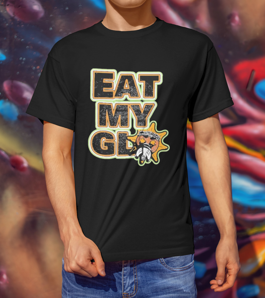 EAT MY GLO Sun Cartoon Eating Globe T-Shirt