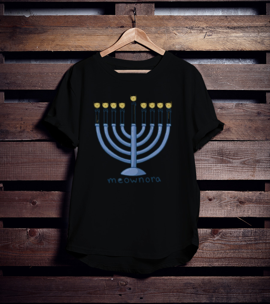 Meownora Cat Menorah Hanukkah Candles T-Shirt