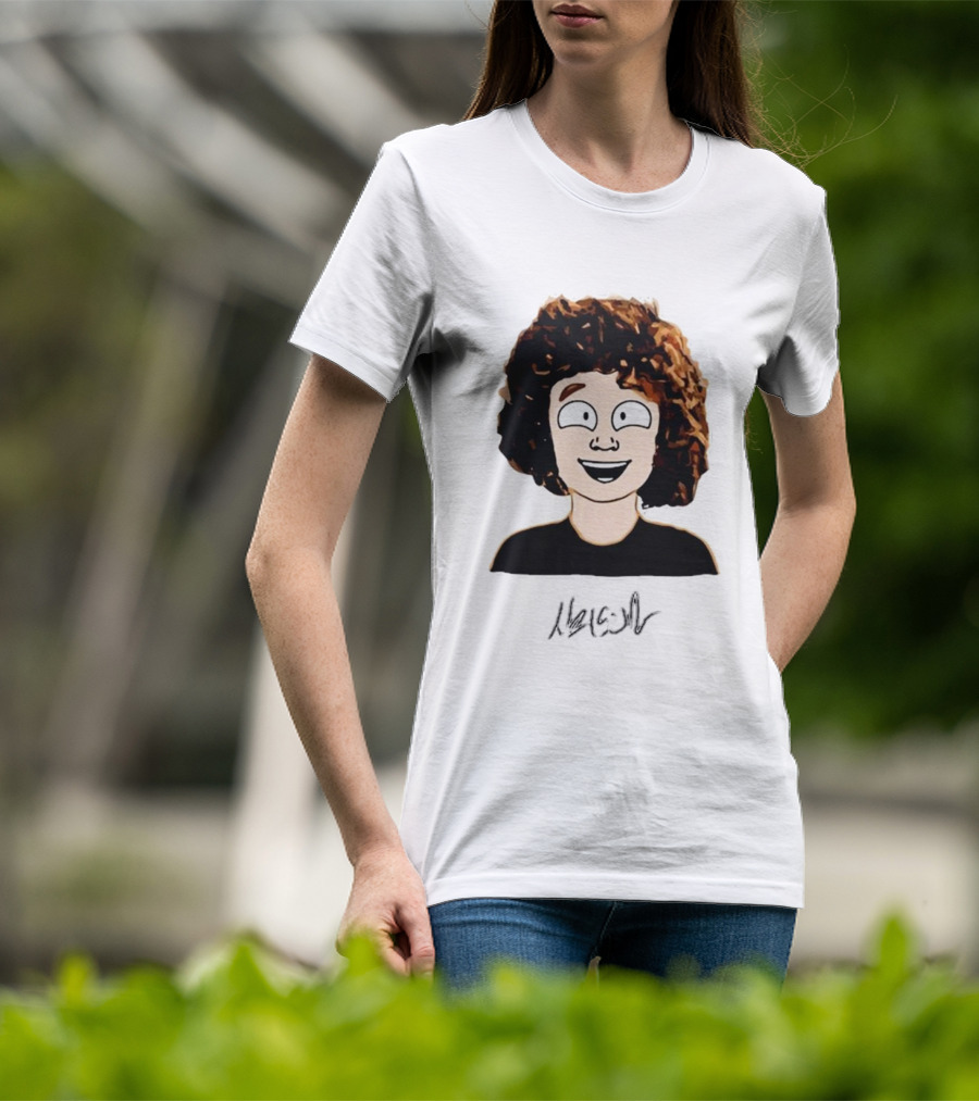 Nelson Neumann Cartoon Signature Smiling Curly-Haired Character T-Shirt