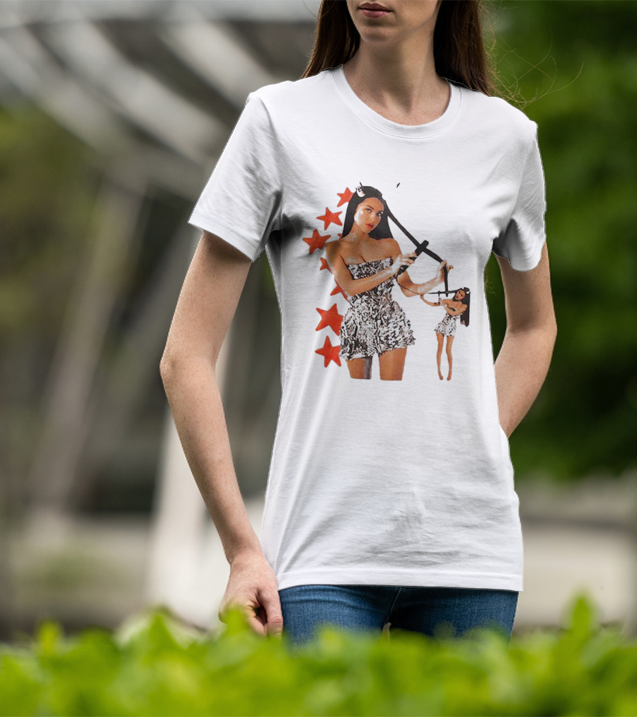 Olivia Rodrigo Black And White Star Dress With Red Stars Motif T-Shirt