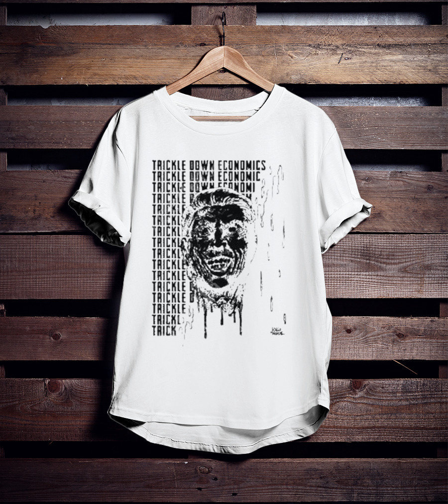 Punkwithacamera Trickle Down Economics Repeated Typography Dripping Face T-Shirt