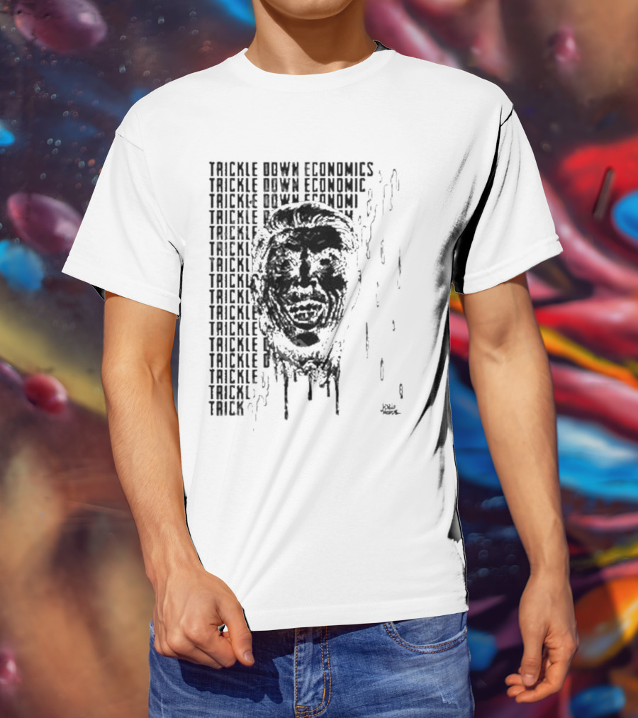 Punkwithacamera Trickle Down Economics Repeated Typography Dripping Face T-Shirt