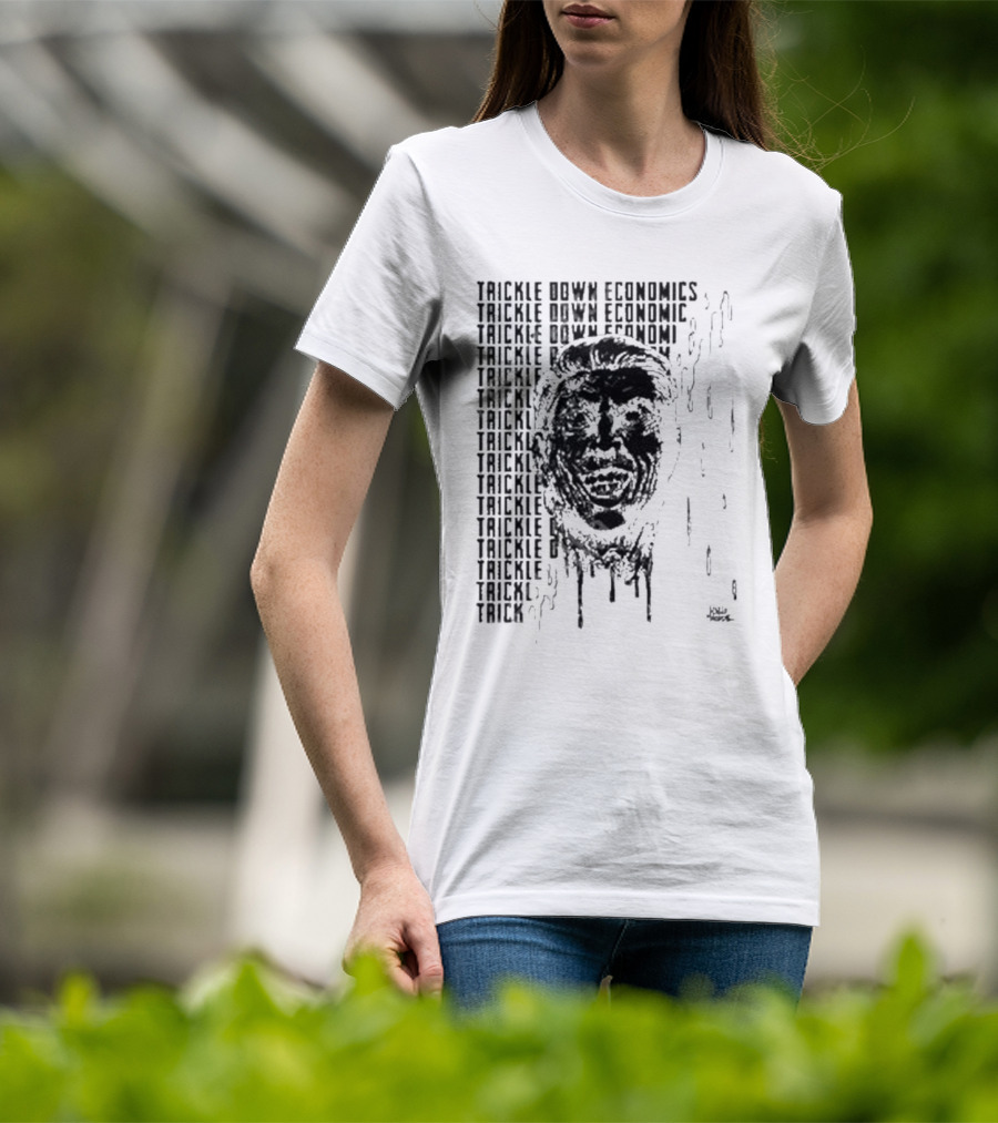 Punkwithacamera Trickle Down Economics Repeated Typography Dripping Face T-Shirt