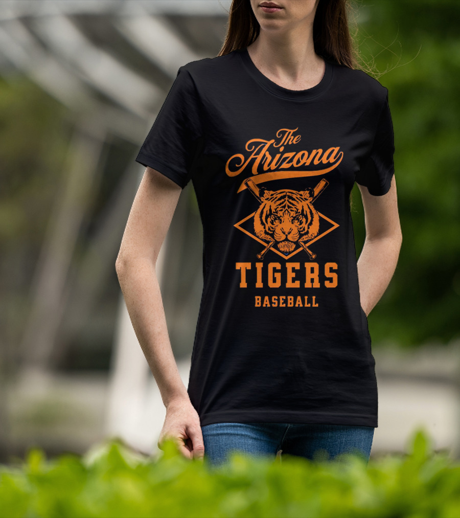 The Arizona Tigers Baseball Team Logo With Crossed Bats And Tiger Head T-Shirt