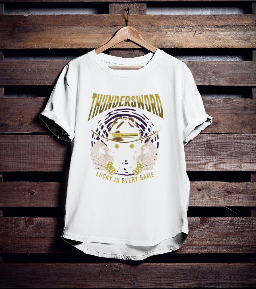 THUNDERSWORD LUCKY IN EVERY GAME VINTAGE SKULL AND CROSSBONES T-Shirt