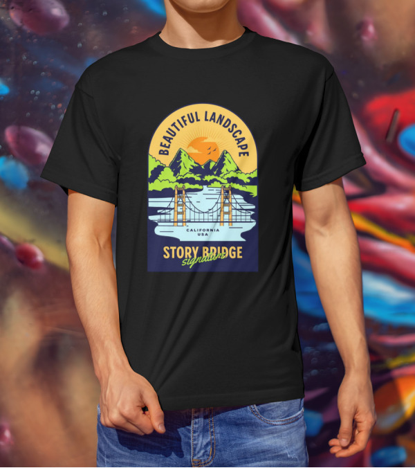 Beautiful Landscape Story Bridge California USA Signature T-Shirt