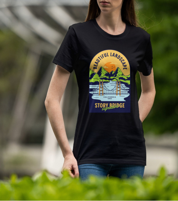 Beautiful Landscape Story Bridge California USA Signature T-Shirt