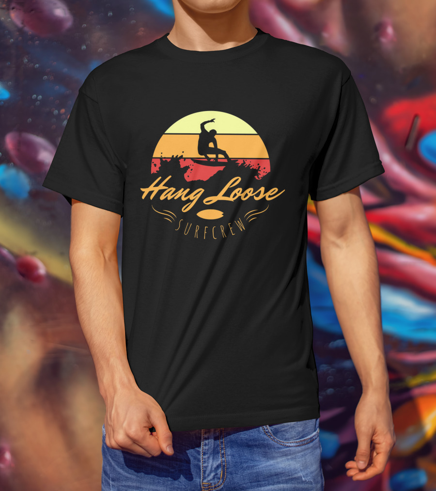 Hang Loose Surfcrew Sunset Surfing T-Shirt