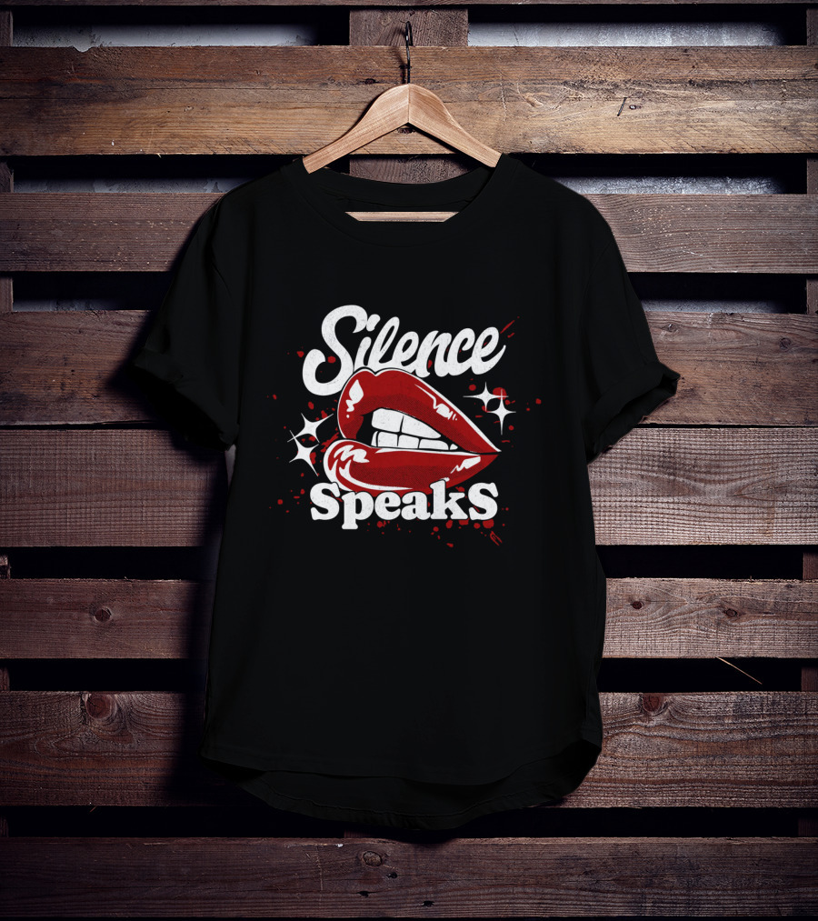 Silence Speaks Bold Red Lips And Sparkles T-Shirt