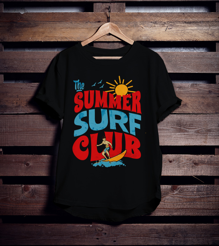 The Summer Surf Club Sun Surfing Retro Typography T-Shirt