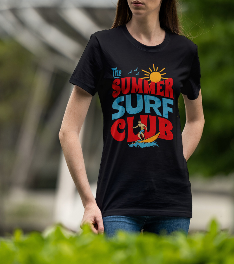 The Summer Surf Club Sun Surfing Retro Typography T-Shirt