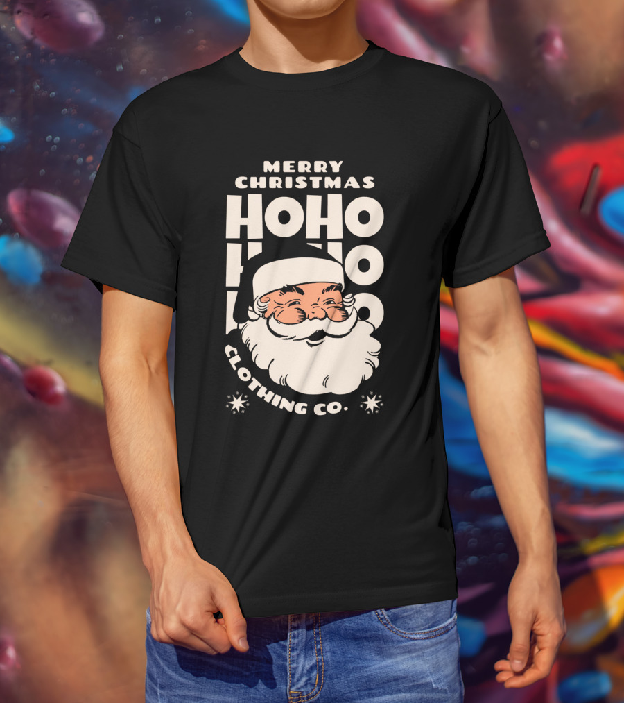 Merry Christmas Ho Ho Ho Santa Claus Clothing Co T-Shirt