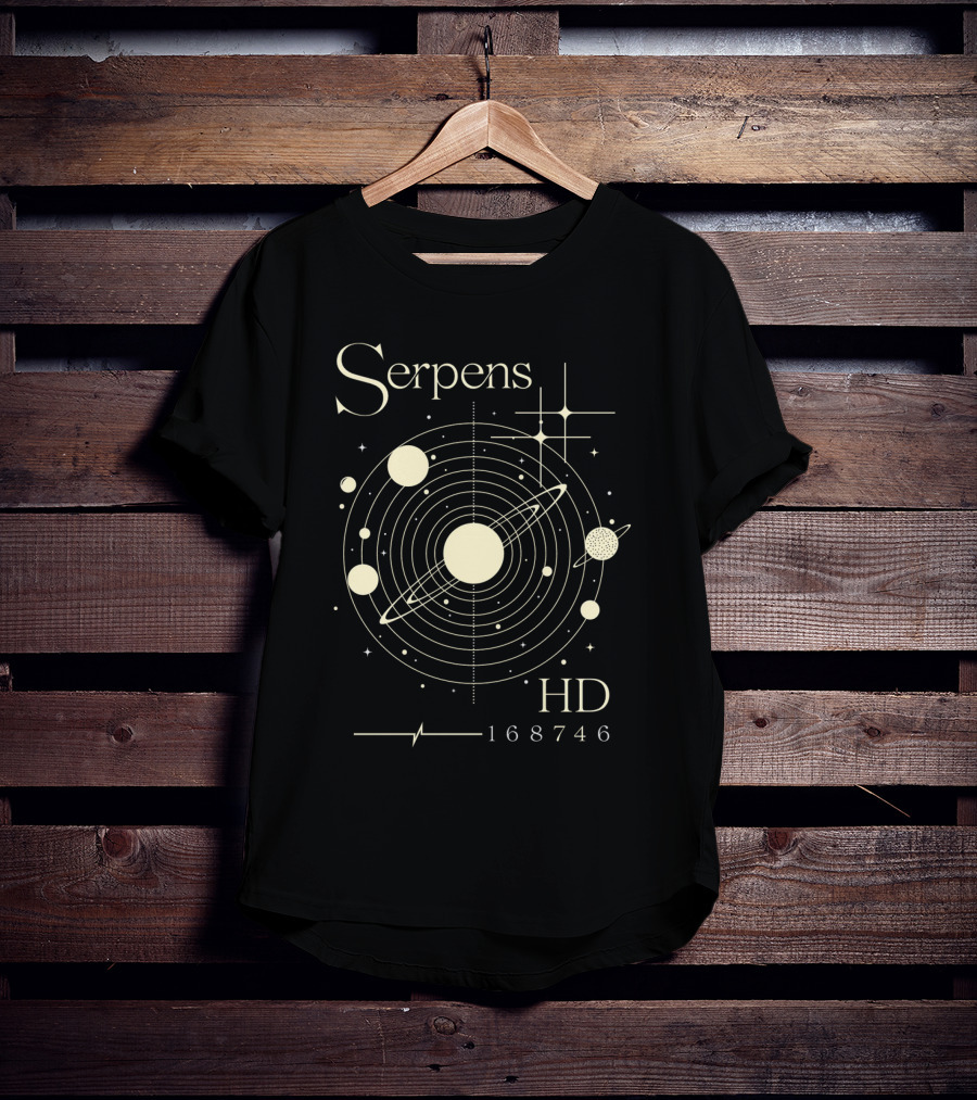 Serpens HD 168746 Celestial Diagram With Planetary System Rings And Stars T-Shirt