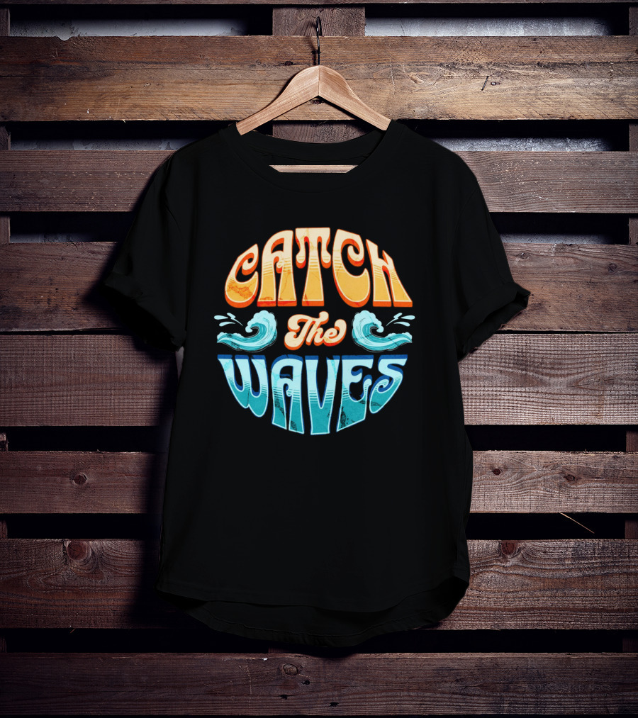 Catch The Waves Vibe Retro Beach T-Shirt