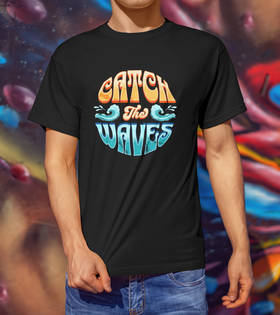 Catch The Waves Vibe Retro Beach T-Shirt