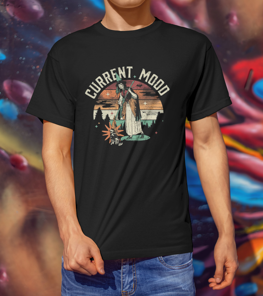 Current Mood Witch Vintage Sunset Dog Companion T-Shirt