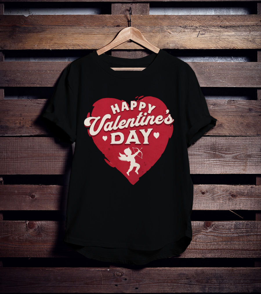 Happy Valentine's Day Cupid Heart With Arrow T-Shirt