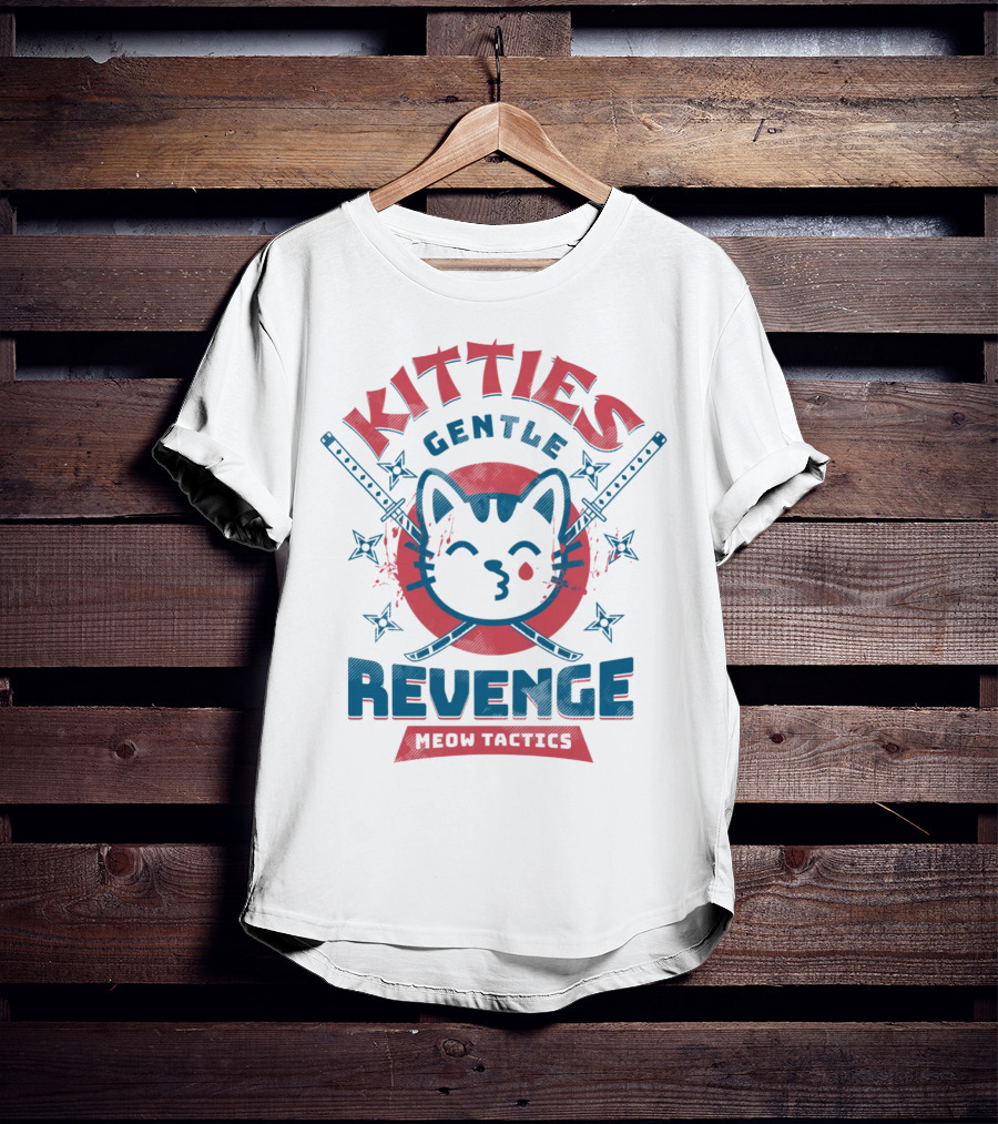 Kitties Gentle Revenge Meow Tactics Samurai T-Shirt