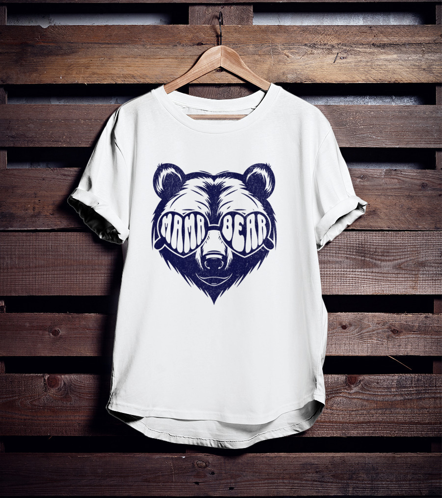 Mama Bear Sunglasses Bold Lettering Bear Head T-Shirt