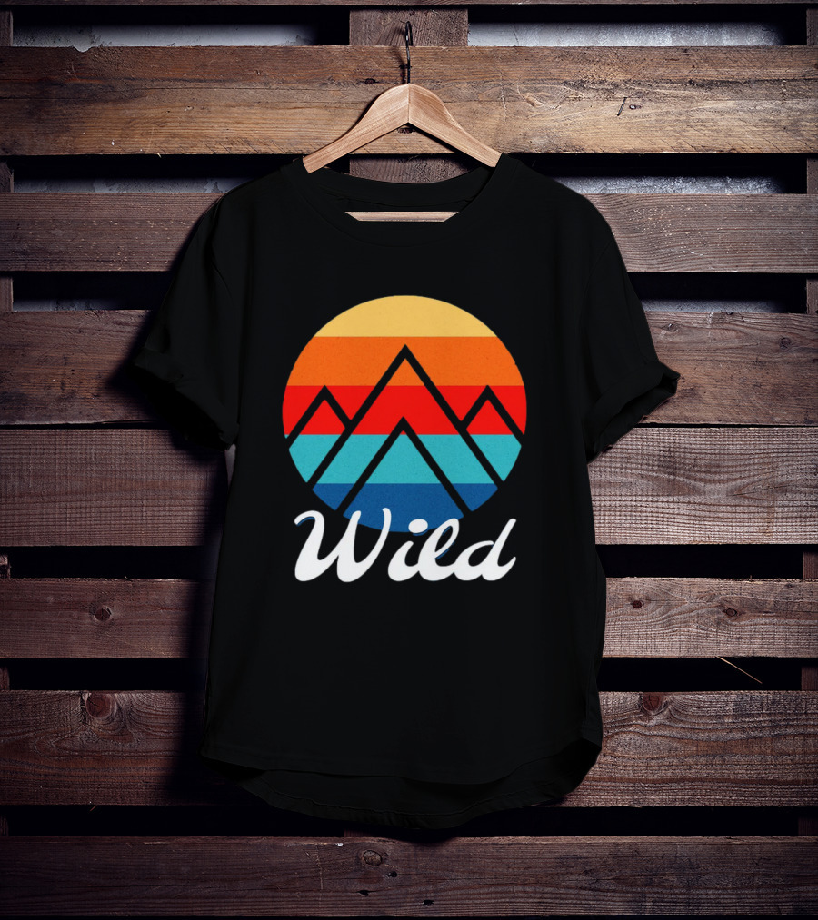 Wild Minimalistic Mountains Retro Circle Stripes T-Shirt