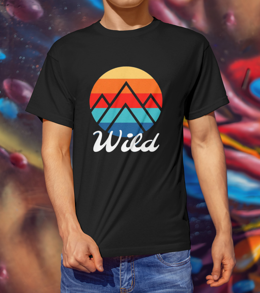 Wild Minimalistic Mountains Retro Circle Stripes T-Shirt