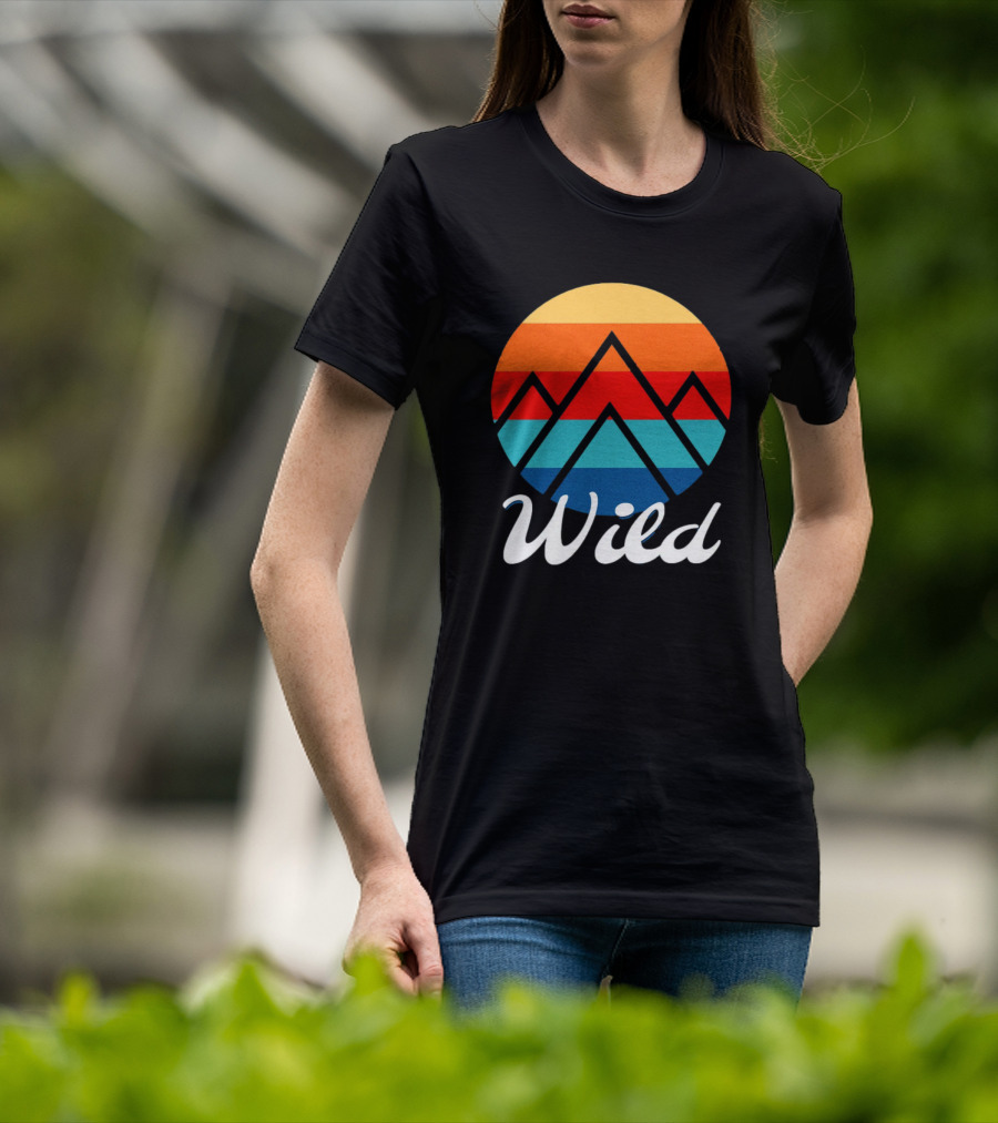 Wild Minimalistic Mountains Retro Circle Stripes T-Shirt