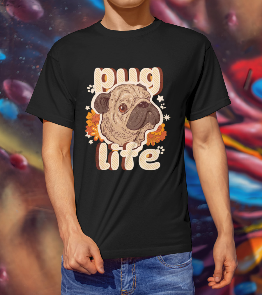 Pug Life Retro Floral T-Shirt