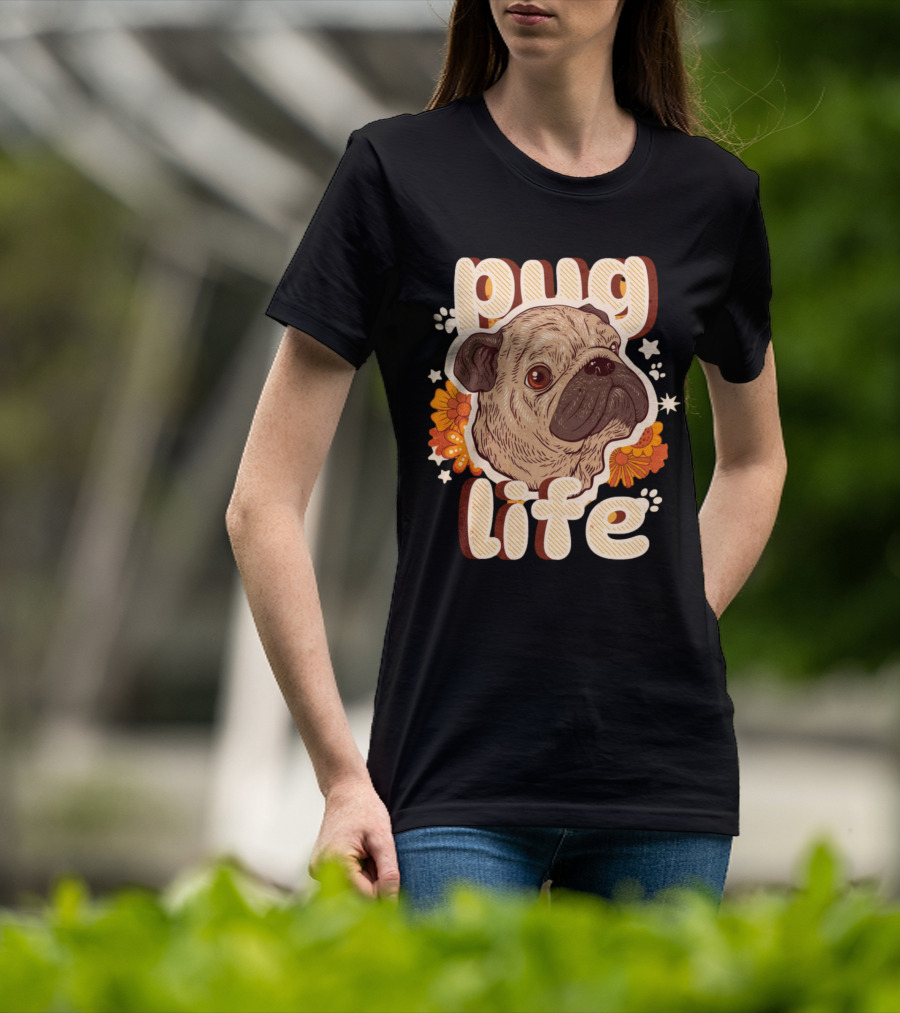 Pug Life Retro Floral T-Shirt