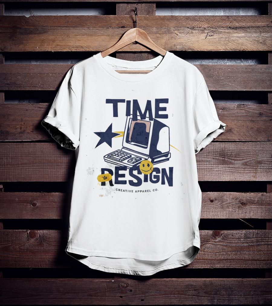 Time To Resign Vintage Computer Smiley Creative Apparel Co T-Shirt