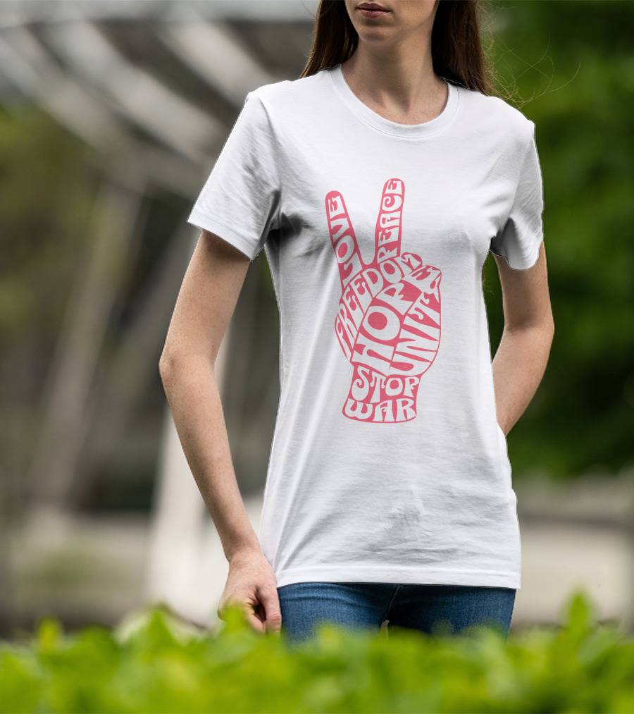 Peace Love Freedom Unity Hope Stop War 60s Challenge T-Shirt