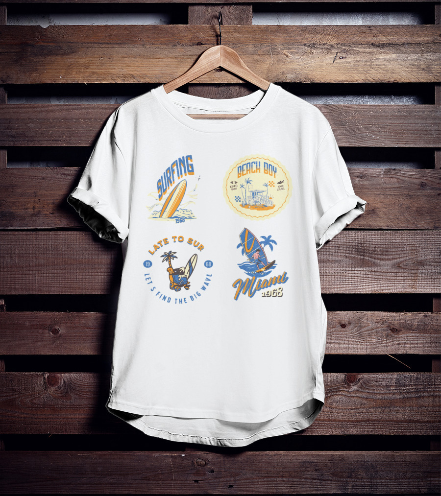Surfing Beach Boy Miami 1968 Late To Surf Club T-Shirt