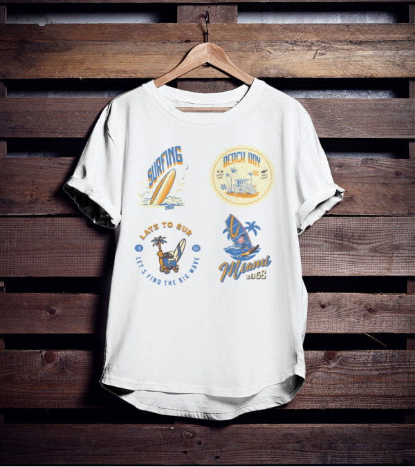 Surfing Beach Boy Miami 1968 Late To Surf Club T-Shirt