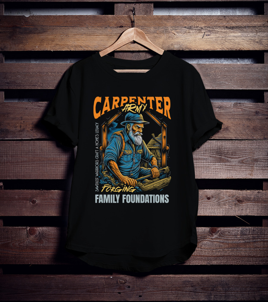 Carpenter Army Forging Family Foundations Sawdust Warriors Craft Homes Legacy T-Shirt