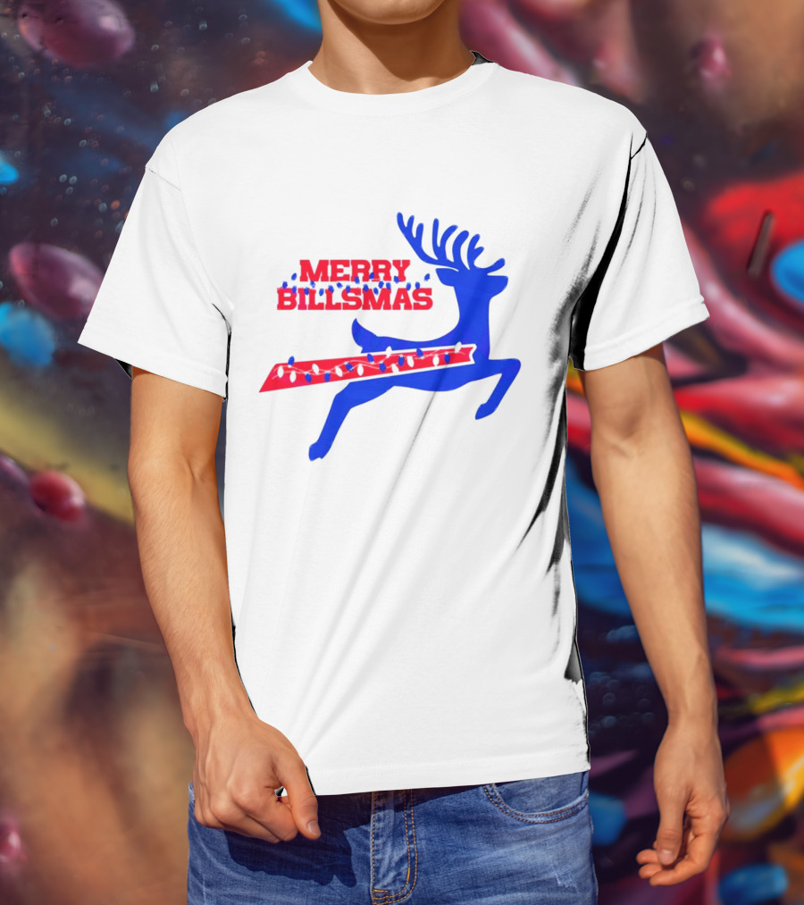 Merry Billsmas Reindeer Xmas Lights Buffalo T-Shirt
