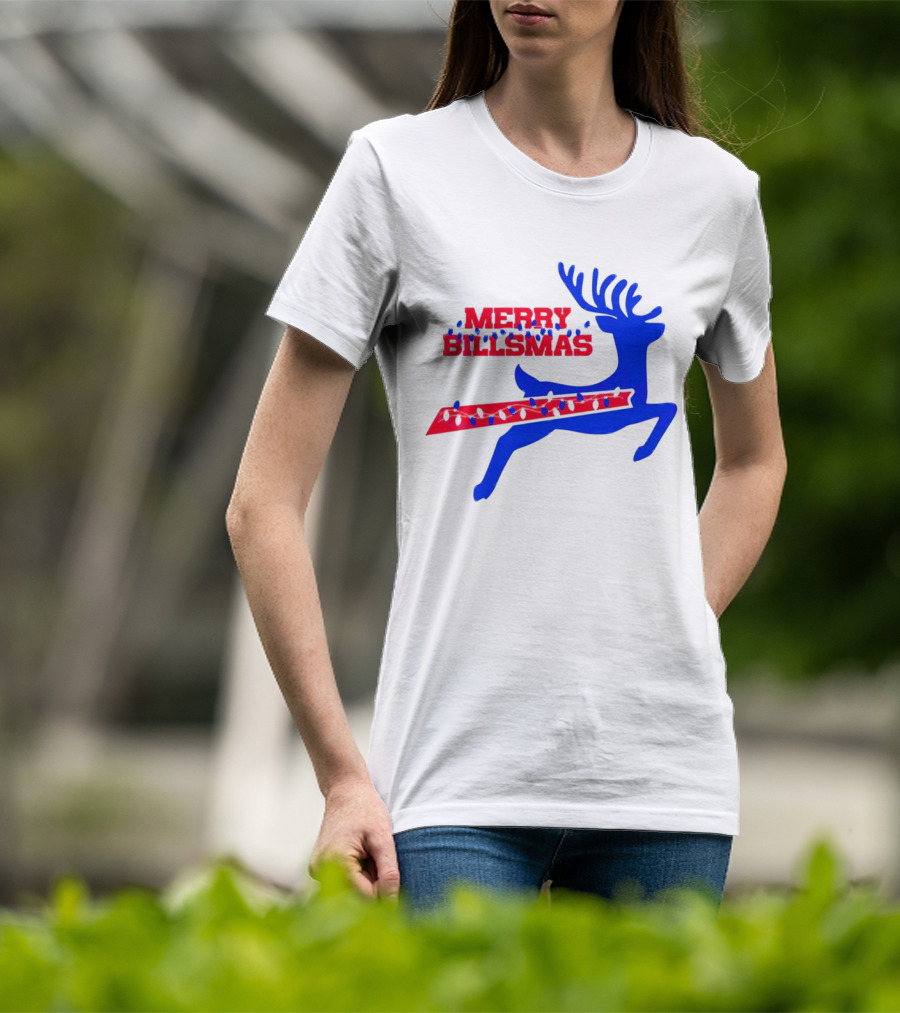 Merry Billsmas Reindeer Xmas Lights Buffalo T-Shirt