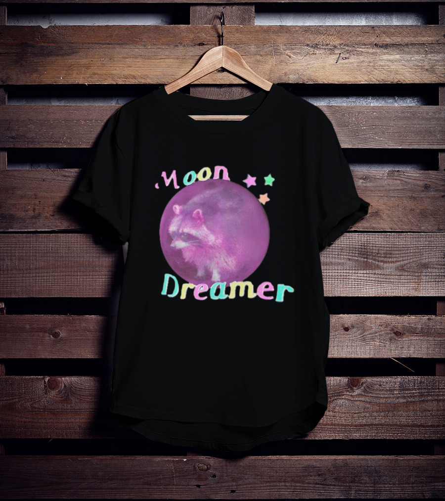 Moon Dreamer Raccoon Pastel Stars T-Shirt