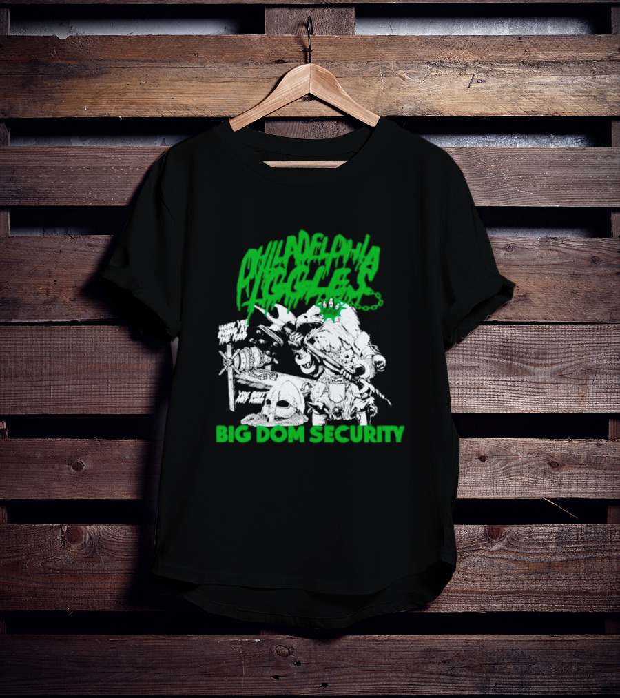 Philadelphia Iggles Big Dom Security Comic-Style Green T-Shirt