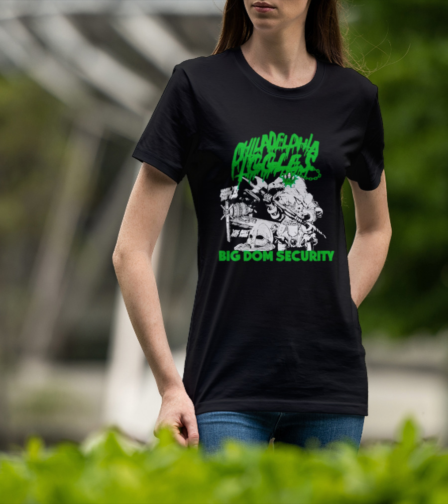 Philadelphia Iggles Big Dom Security Comic-Style Green T-Shirt