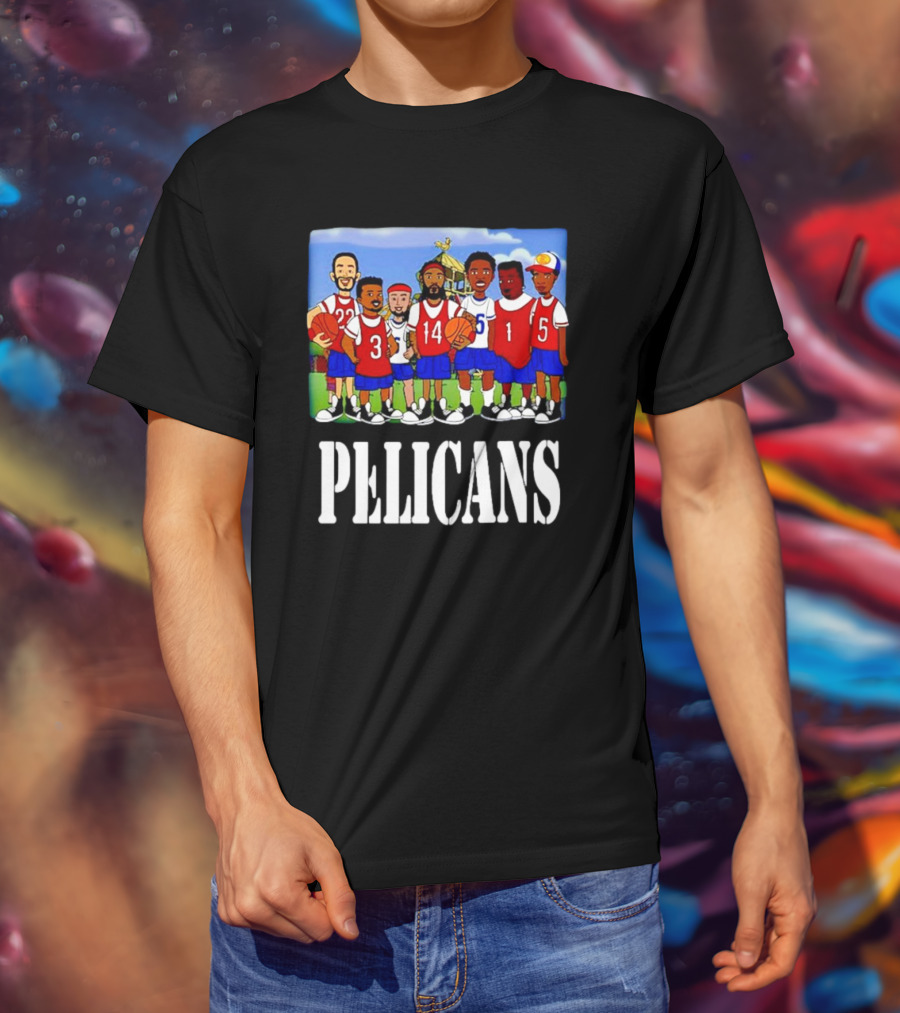Recess Cartoon Style Characters With Basketball Jerseys Pelicans T-Shirt