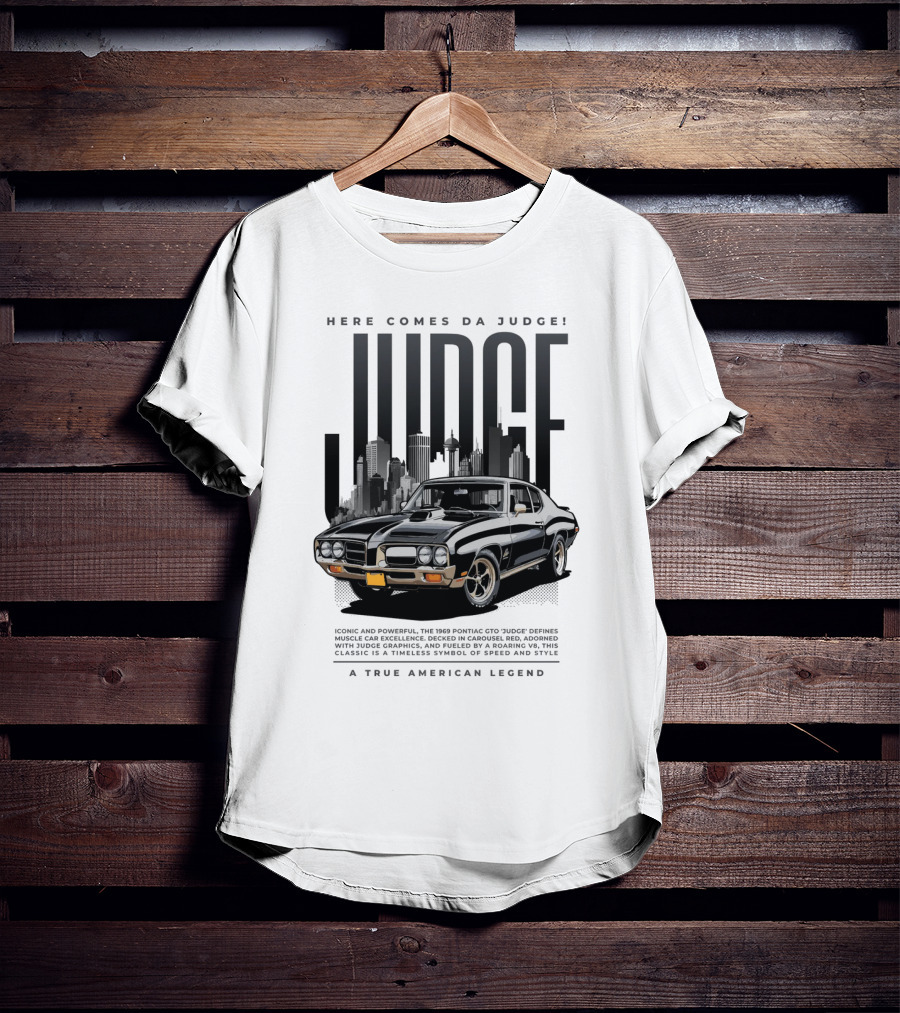 Pontiac Judge Muscle Car Iconic Roaring Classic City Skyline T-Shirt