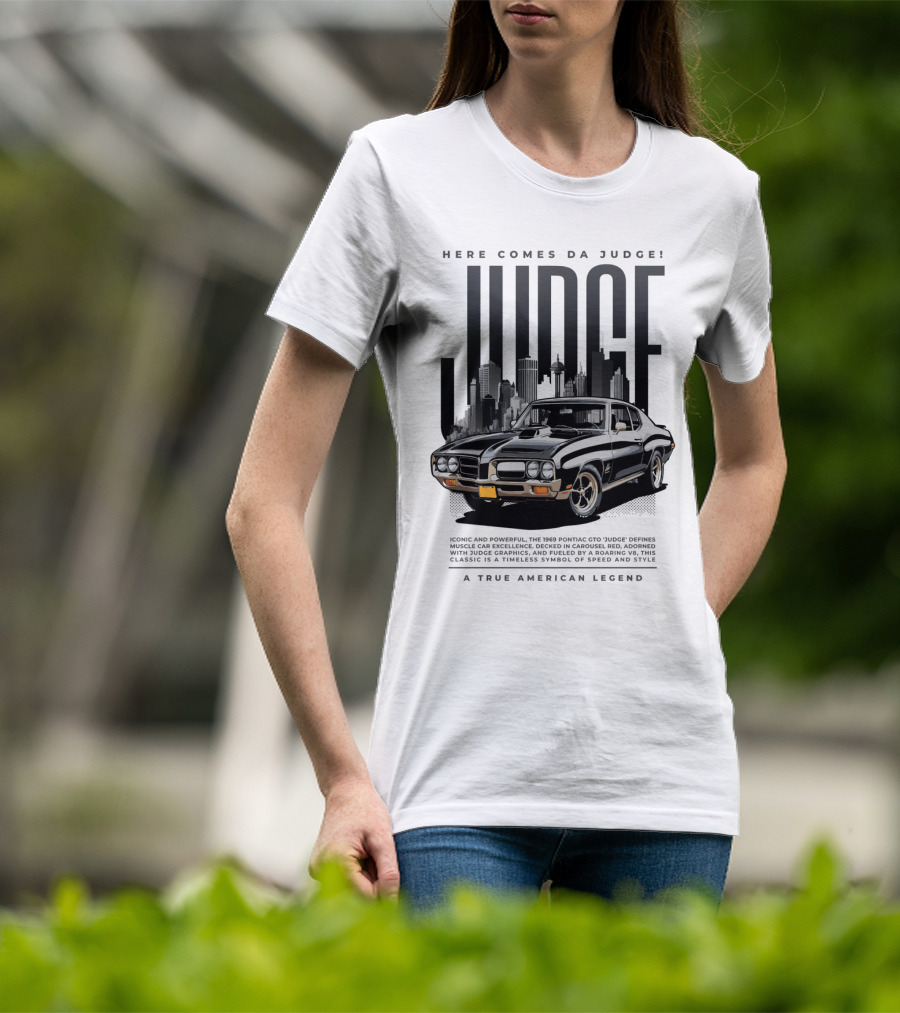 Pontiac Judge Muscle Car Iconic Roaring Classic City Skyline T-Shirt