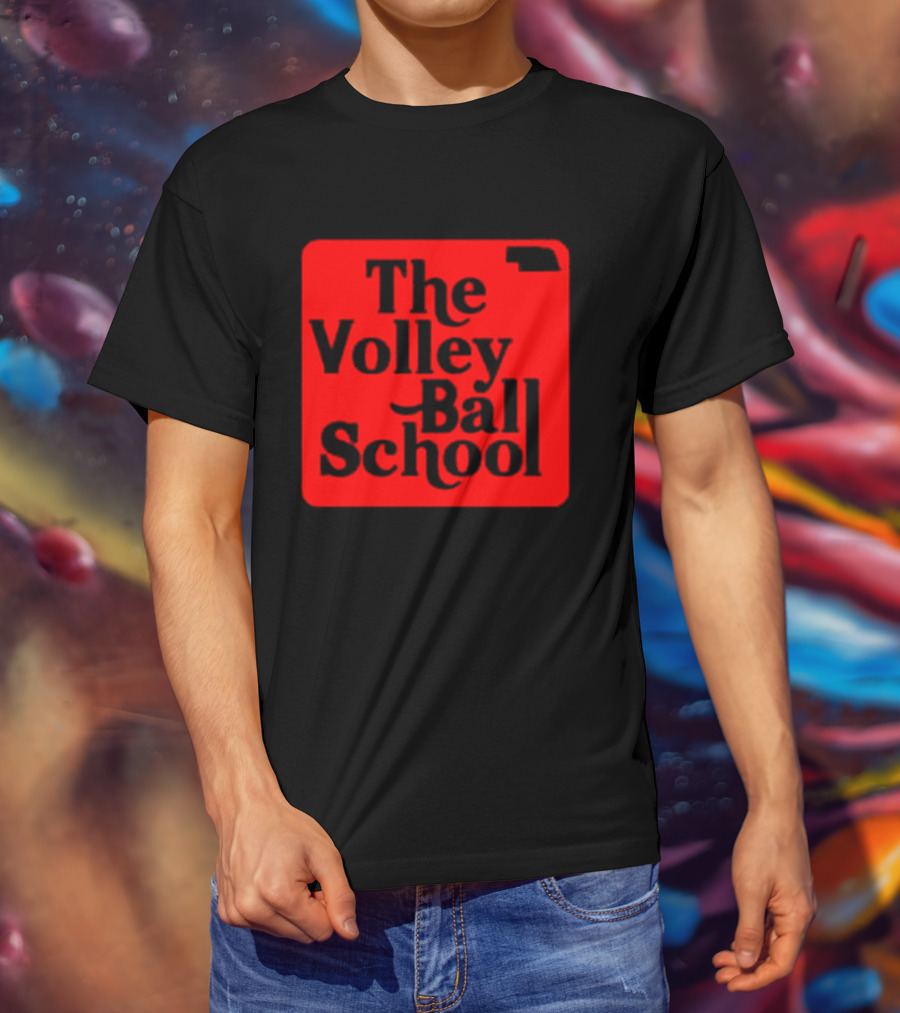 The Volleyball School Nebraska Red Square Text T-Shirt