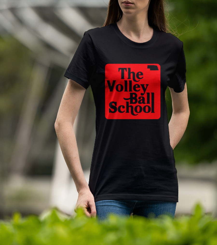 The Volleyball School Nebraska Red Square Text T-Shirt