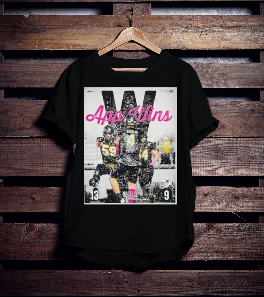 Appalachian State Mountaineers Football App Wins 13 9 Victory Celebration Football Players In Action T-Shirt