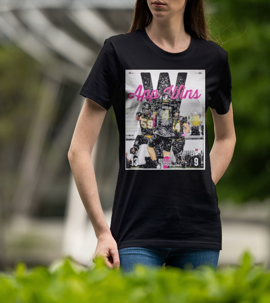 Appalachian State Mountaineers Football App Wins 13 9 Victory Celebration Football Players In Action T-Shirt