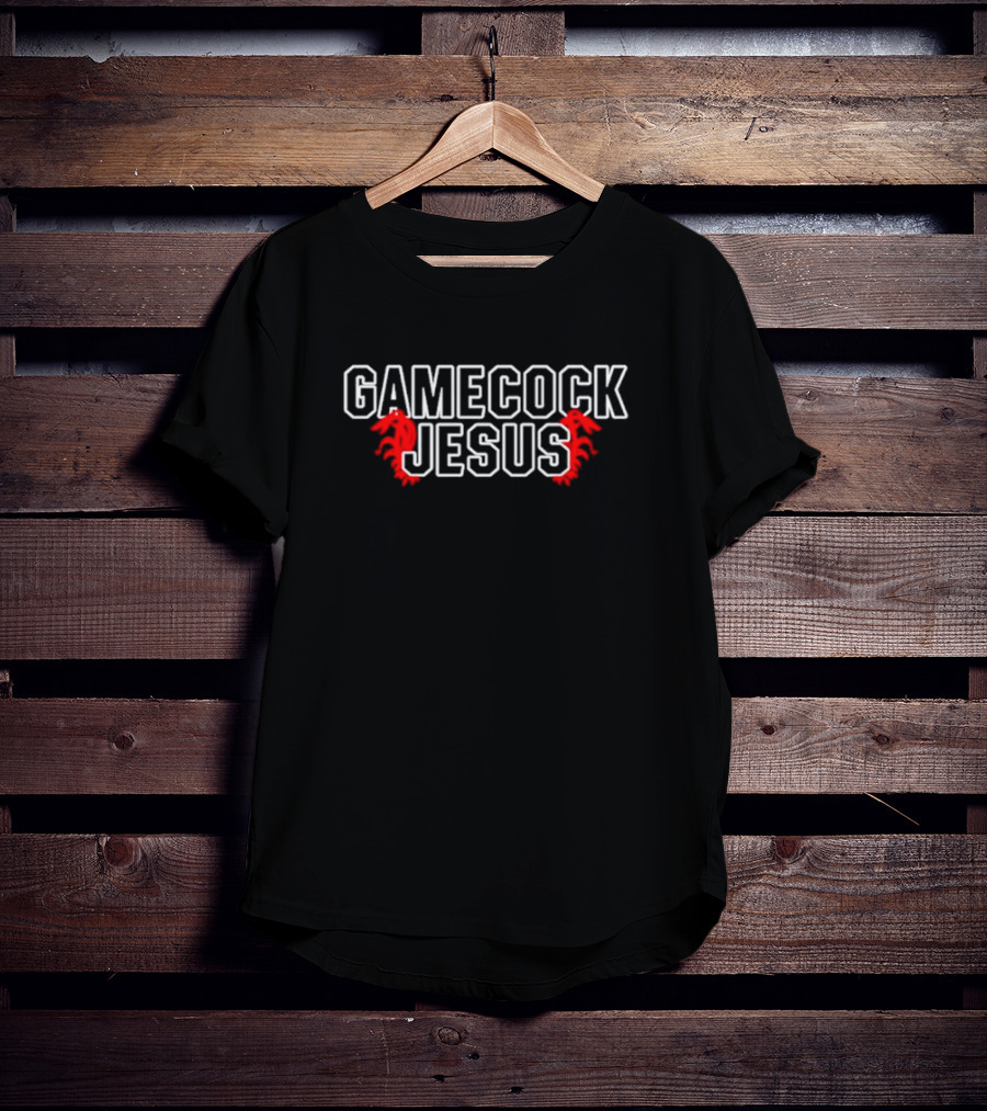 Gamecock Jesus Rooster Silhouette Iconic Sports Team Phrase T-Shirt